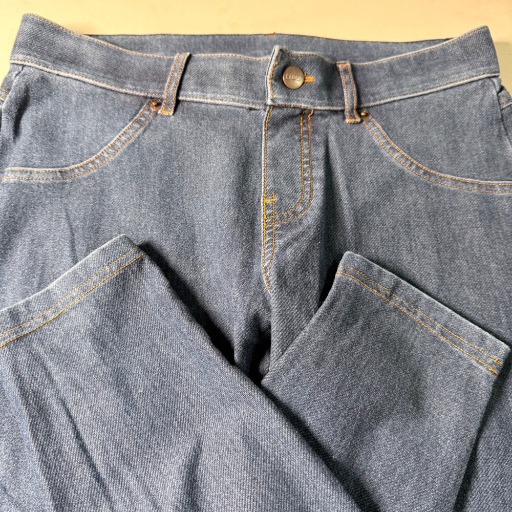 HUE Womens Blue Denim Leggings High Rise Stretch Jeggings Size Small